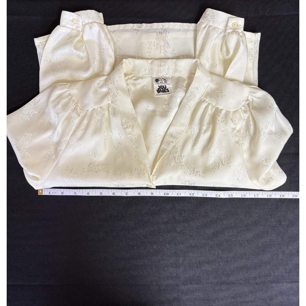 Vintage Ivory Jacquard Blouse Cottagecore Romantic‎ Boho Long Sleeve You Babes - Picture 11 of 16